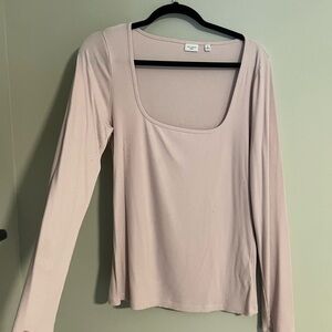 Everyday Square Neck Long Sleeve Top — Light Mauve